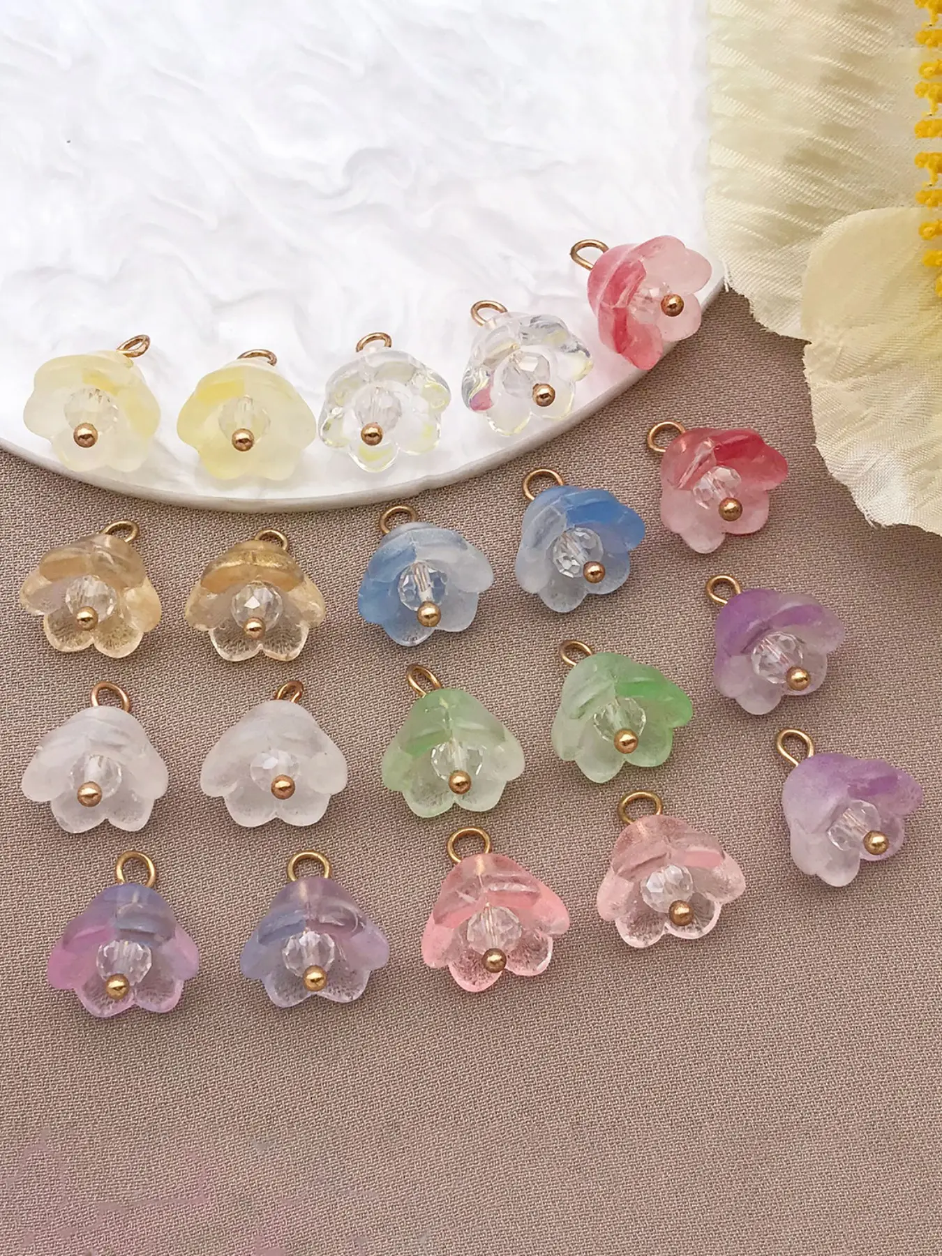 20pcs Glass Leafless Lily of the Valley Charms Pendant, Ideal for DIY Necklaces, Earrings, Bracelets, Jewelry Accessories
