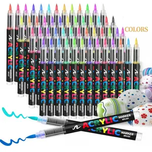 24/36/60-pack Acrylic Paint Flow Marker Pens with brush tips, quick-drying & waterproof ink. Perfect for art creation on rocks, plastic, wood, canvas, glass, ceramic, metal and more. Ideal gifts for birthdays and Christmas.