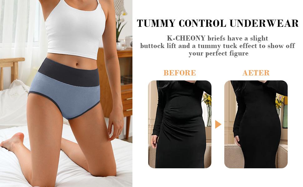 Womens Cotton Underwear High Waisted Panties Full Coverage Soft Stretch Breathable Ladies Briefs 5 Pac