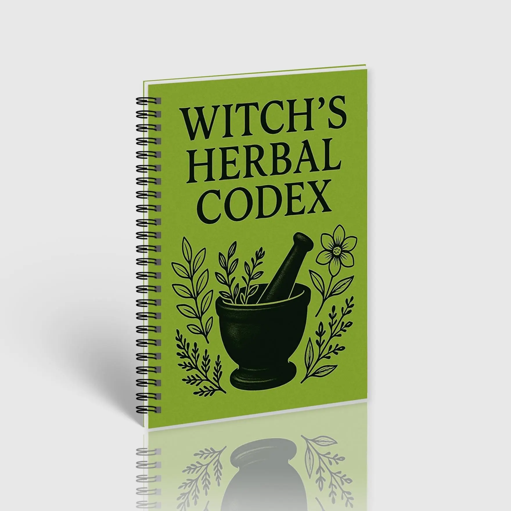 Witch Herbal Codex Notebook, Vintage Mystical Plant Illustrations, Coil Bound Herb Magic Journal, Ideal for Wicca Believers, Herbalists, Witchcraft Enthusiasts