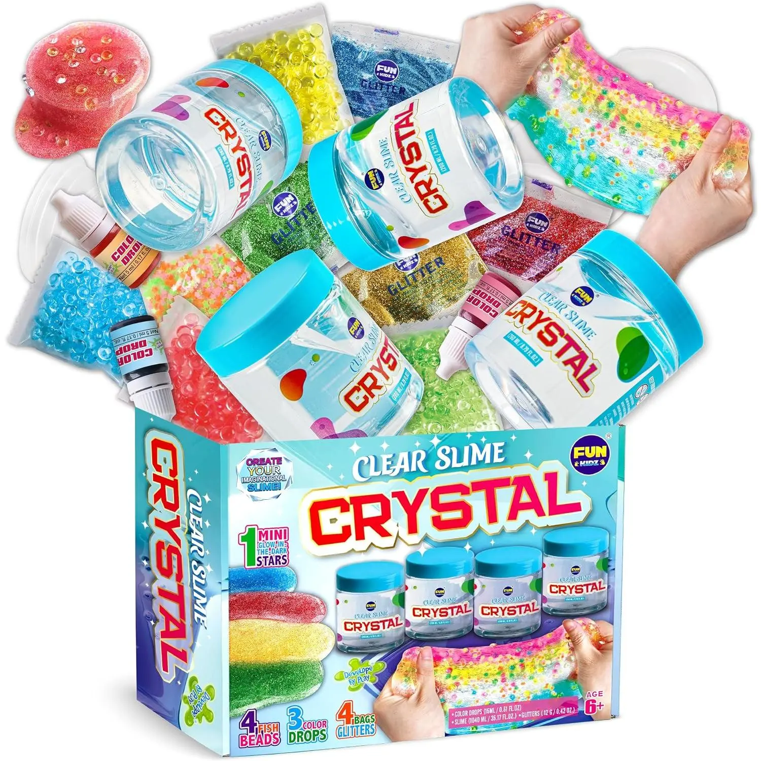35.16 FL OZ Clear Slime for Kids 6-12, 4 Pack Huge 1040 ML Glassy Slime Pack Premade Water Crystal Slime Kit for Girls Boys Party Gift