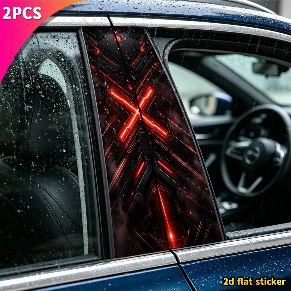 2pc Cyberpunk X Pattern Car Stickers, Waterproof Sunproof Self-Adhesive, Universal Fit for Cars Suv, Vinyl Decorative Accessories