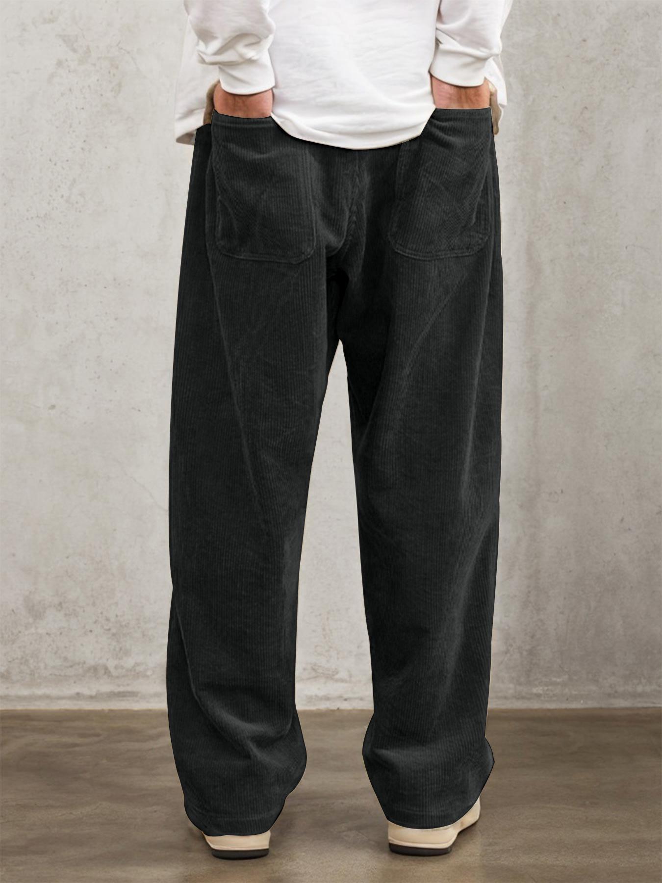 Men's Letter Patched Drawstring Waist Pants Comfy Straight Leg Trousers for Daily Wear, Casual Street Trousers, Men's Bottoms for All Seasons