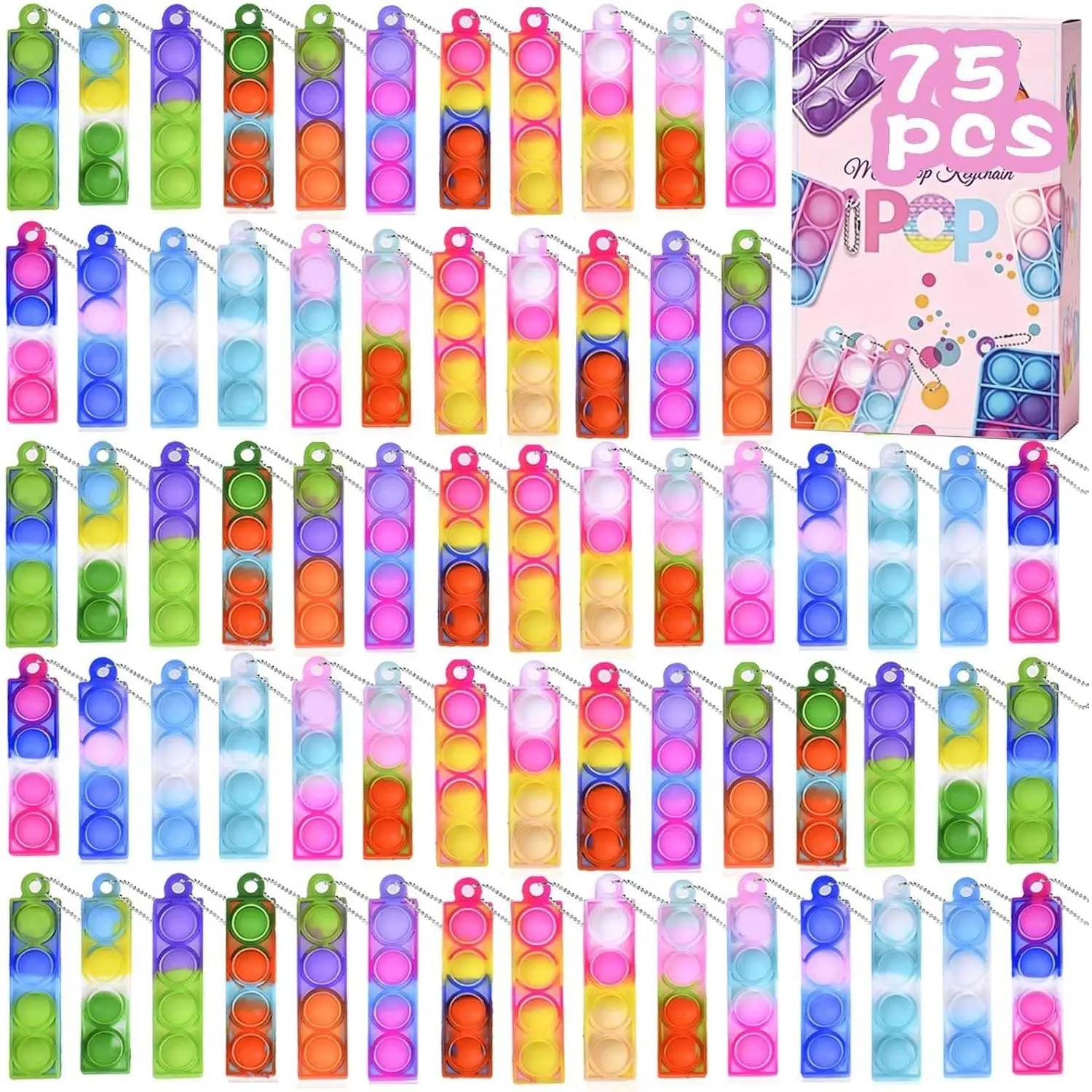 75Pcs Pop Fidget Toys Bulk Easter Egg Fillers Easter Basket Stuffers Party Favors for Kids Sensory Toy Goodie Bag Stuffers Stress Reliever Anti-Anxiety Desk Toyfidget toys