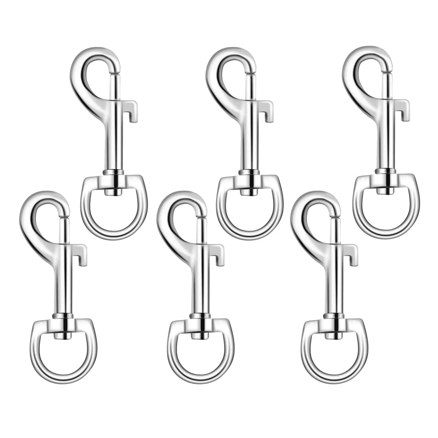 6 Pack Swivel Eye Bolt Snap Hooks for  Leash, Scuba Diving, Heavy Duty Clips,  Leash, Flag Clips - Single Ended