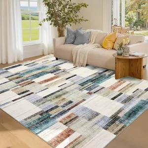 Garvee Large Living Room Rugs 8x10 Area Rugs Machine Washable Modern Geometric Neutral Rug Non Slip Low Pile Farmhouse Stain Resistant Carpet for Bedroom Nursery Classroom Dorm 8 ft x10 ft Multi