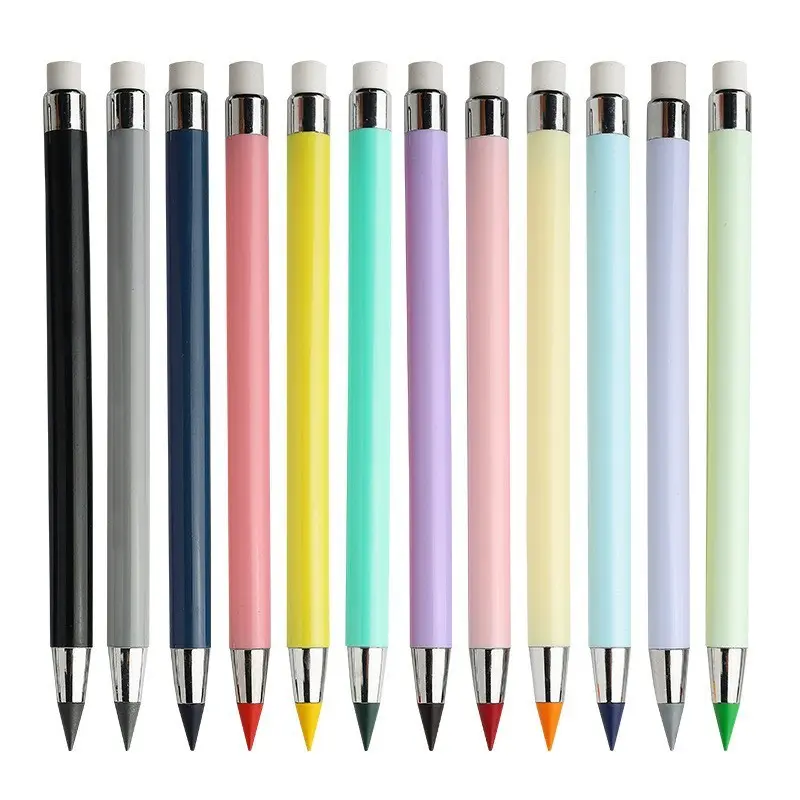 12-Piece Macaron Colored Pencils Set, Smooth Fine Tips, Metal Nibs, Eraser Top, Ideal for Sketching, Note-Taking, Kids Art, Portable Design