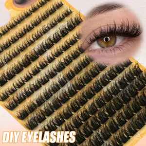 156pcs D Curl 8D Volumizing Lash Extension Kit, 10-16mm Mixed Length DIY False Lashes, Ultra-Thin Invisible Band, Perfect for Beginners