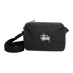 Stussy Cotton Crossbody Bag with Adjustable Zippered Strap – Unisex Casual Style in Black