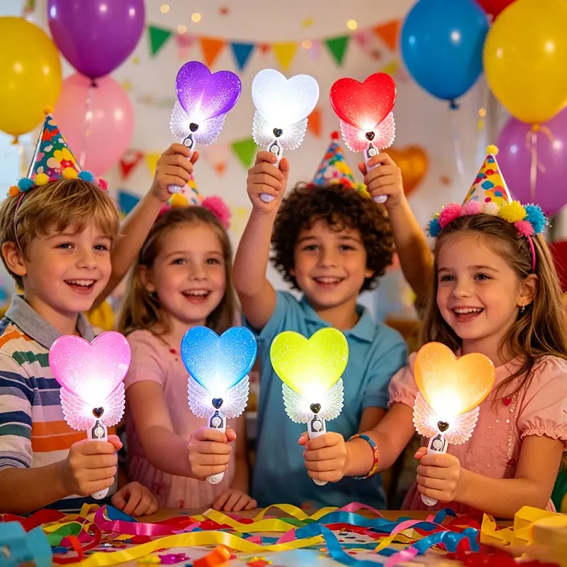 8-Pack LED Heart Angel Glow Sticks, Night Light Party Supplies, Unique Art Lamps, Perfect for Weddings, Halloween, Christmas, Concerts, Birthdays