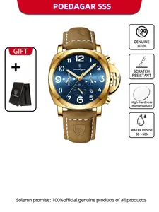 POEDAGAR Luxury Military Watch For Men Waterproof Luminous Date Chronograph Man Watch Sports Casual Leather Men's Analog Quartz Watches
