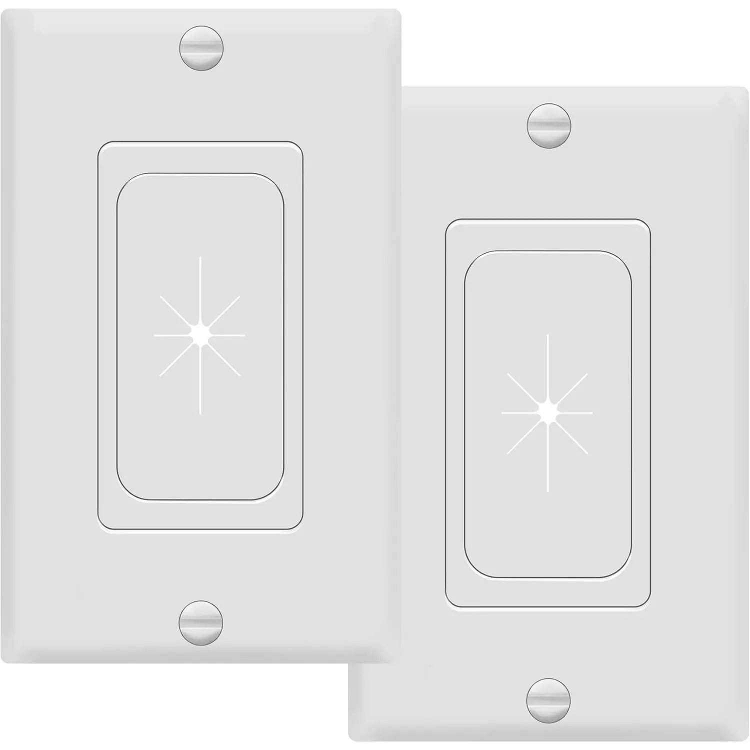 Flexible Rubber Wall Grommet Insert with Decorator Wall Plate, Pass Through Plate for Low- Cables, Size 1-Gang 4.50" x 2.75," Polycarbonate Thermoplastic, TG8901-2PCS, White, 2 Pack