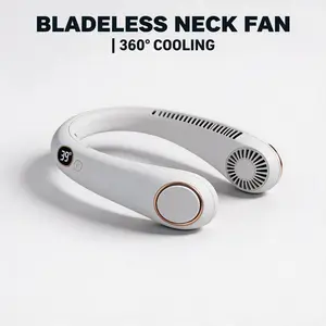 USB Rechargeable Neck Fan 5 Speed Digital Display Portable Personal Fan for Outdoor Sports Running Travel