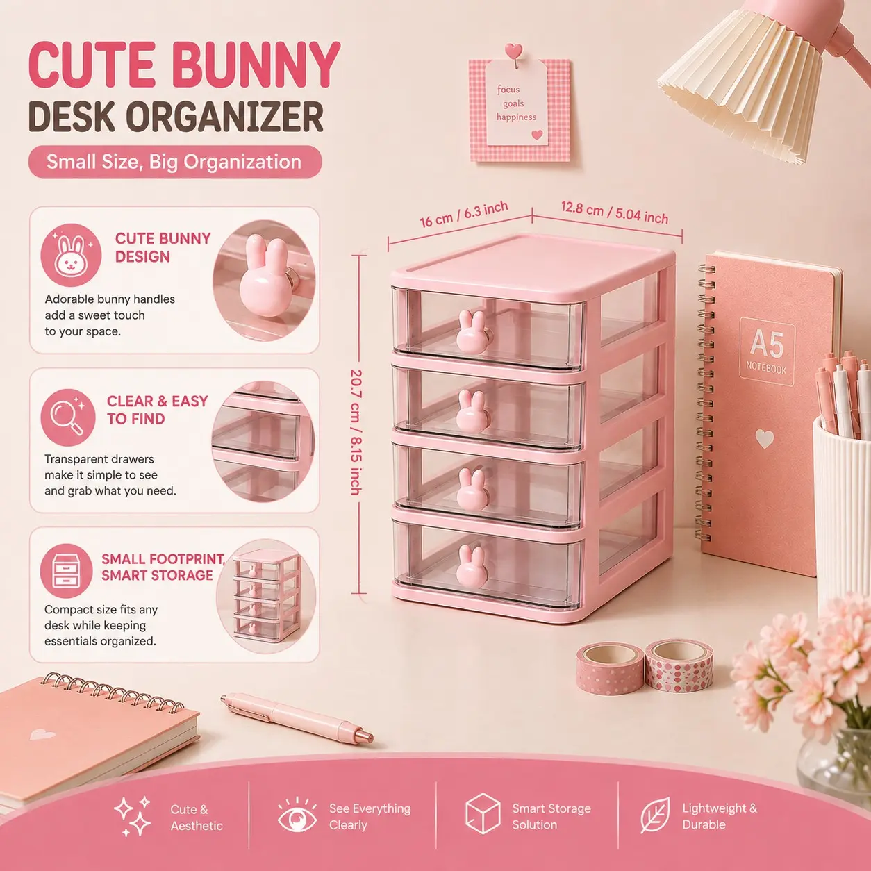 Multifunctional Desktop Cosmetic Organizer Box with Drawer, Large Capacity Multilayer Storage Waterproof Dustproof Plastic Storage Case, Ideal for Makeup Brushes, Nail Polish, Glue, Desktop Cosmetic Holder