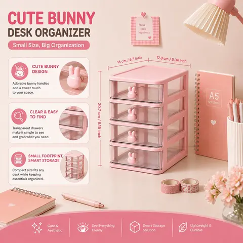 Multifunctional Desktop Cosmetic Organizer Box with Drawer, Large Capacity Multilayer Storage Waterproof Dustproof Plastic Storage Case, Cosmetics Storage Box, Ideal for Makeup Brushes, Nail Polish, Glue