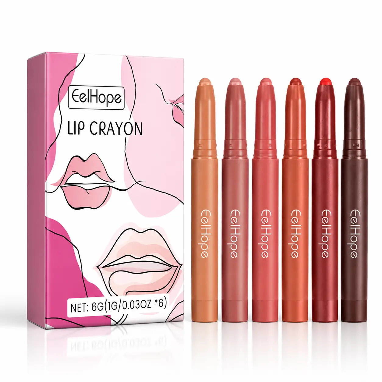 Lip Crayon Set, Natural Velvet Matte Lip Liner Pen, Long-Lasting Waterproof Non-Stick Cup High Pigment Smooth Nude Lip Makeup Gift Kit Cosmetic