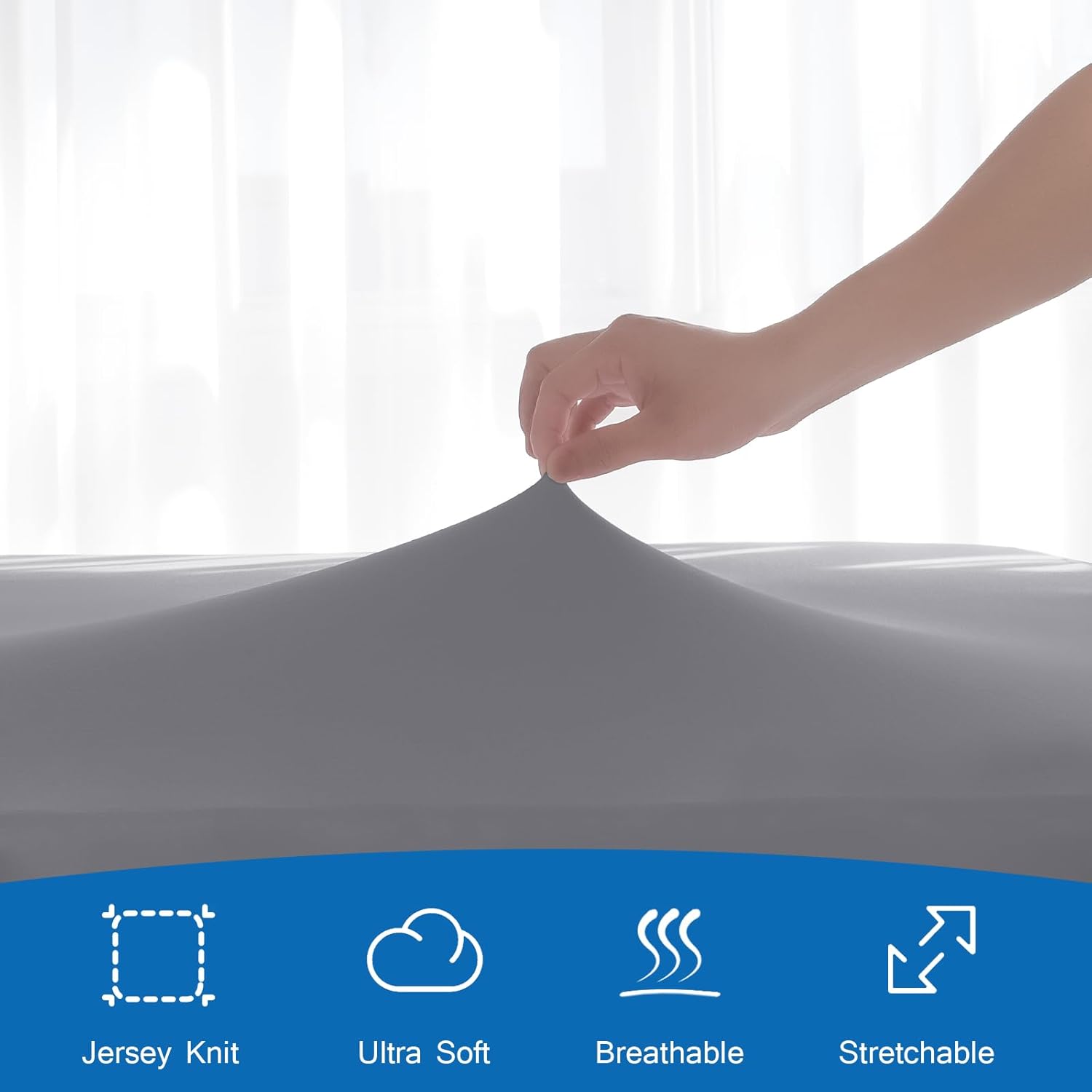 Split Top  Sheets Only,   Sheet for 34" Top Split from  Adjustable Bed, Up to 18" Deep Pocket, Half Split Bed Mattress Sheets, Gray