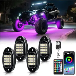 4 Pods RGBW LED Rock Lights, RGB with Pure White Rock Light for ATV UTV Golf Cart RZR SXS  Offroad SUV  Underbody, 12V  Multicolor Underglow Kit with APP/RF Remote Control Sync