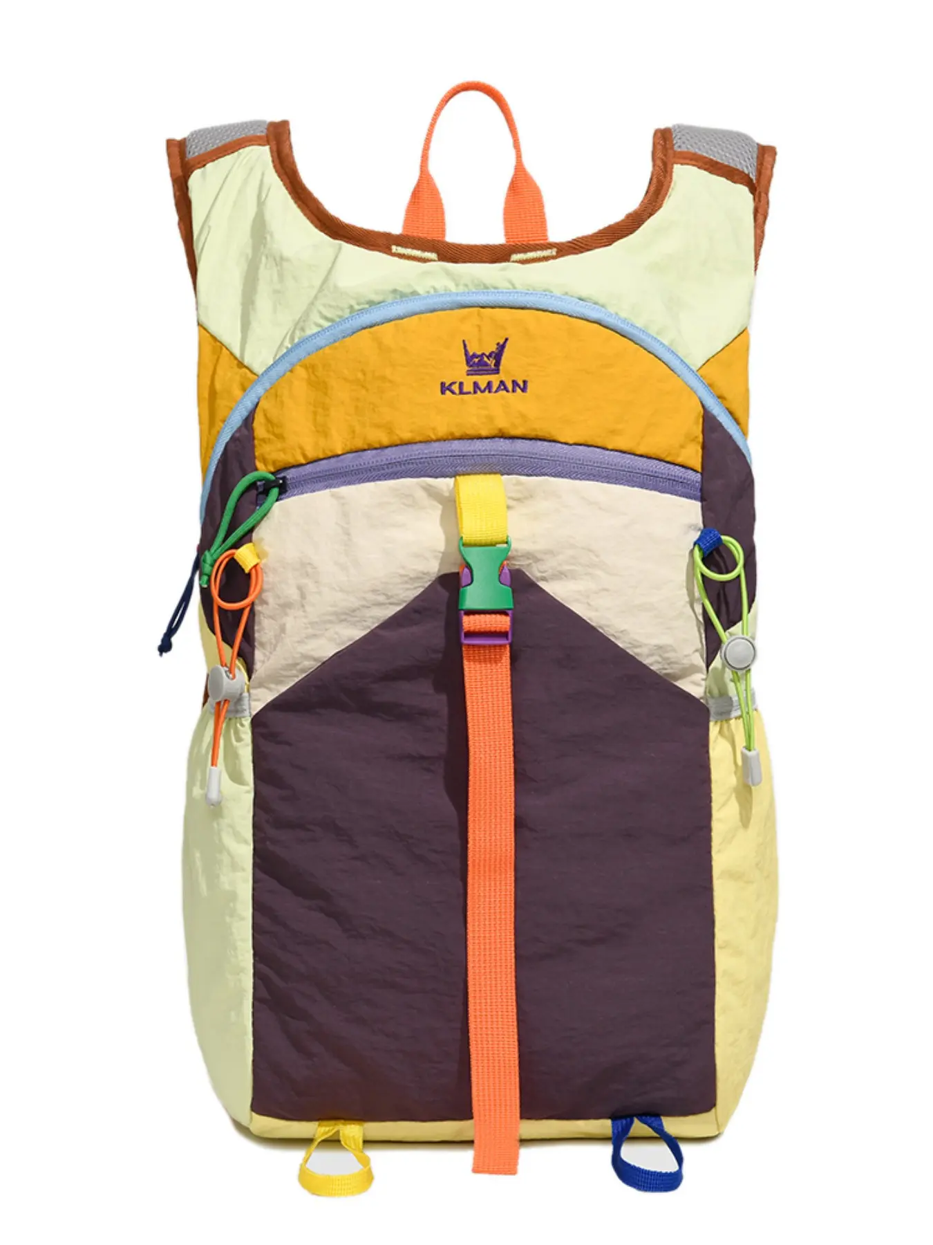 Lightweight Nylon Backpack, Multi-Color Block Design, Waterproof, Breathable Back Panel, Reflective Straps, Ideal for Hiking, Cycling, Travel