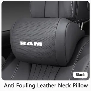 Car Napa Leather Headrest, Auto Logo Seat Neck Pillow, Breathable Head Support for Dodge Durango, RAM 1500, Charger, Caliber, Journey, Demon, Nitro, Challenger