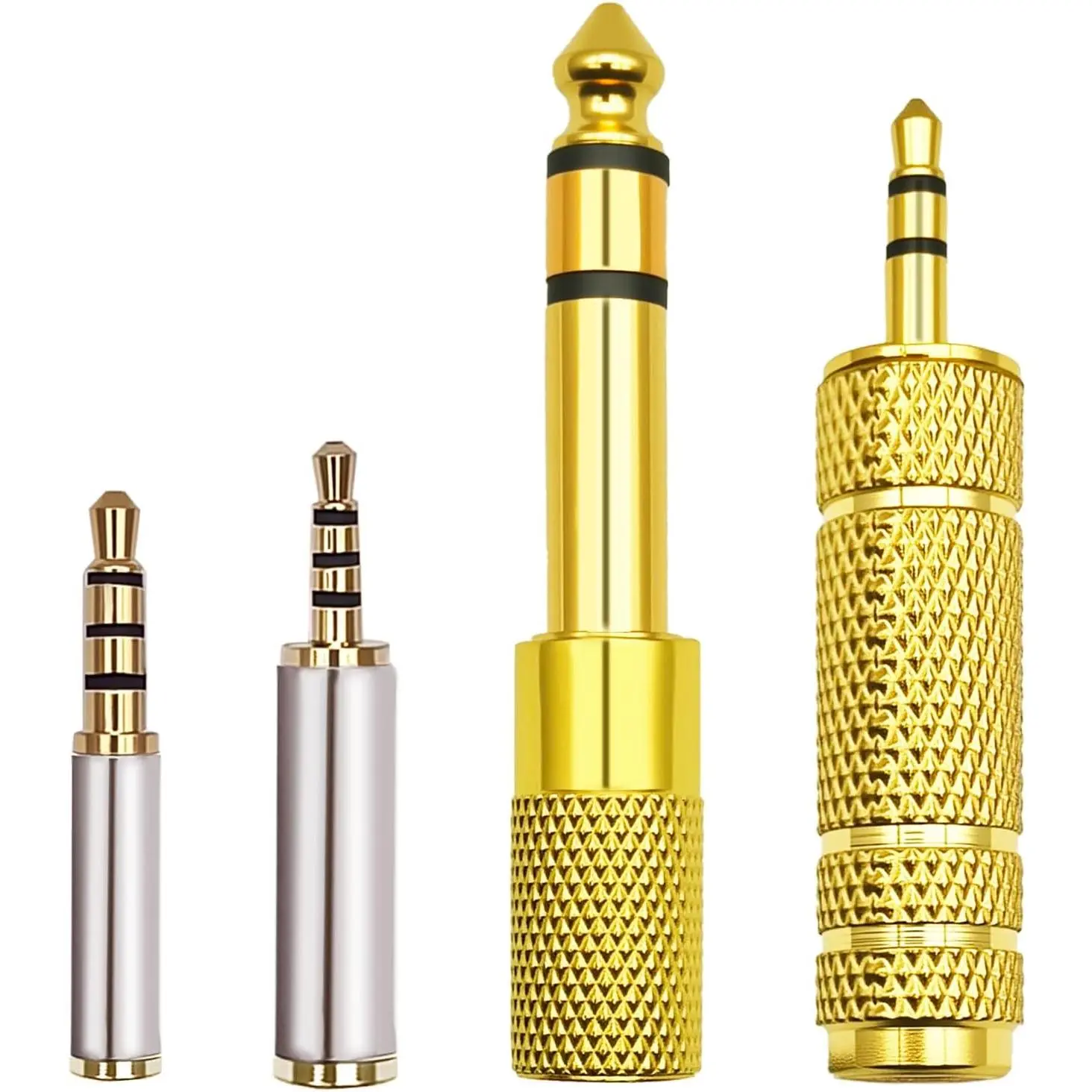 4 Pack Audio Adapter Kit, Headphone Jack Adapter 1/8" Male to 1/4" Female & 1/4" Male to 1/8" Female + 3.5mm to 2.5mm & 2.5mm to 3.5mm Adapter, Stereo Jack Converter for Headphone,Guitar Amplifier,Mic