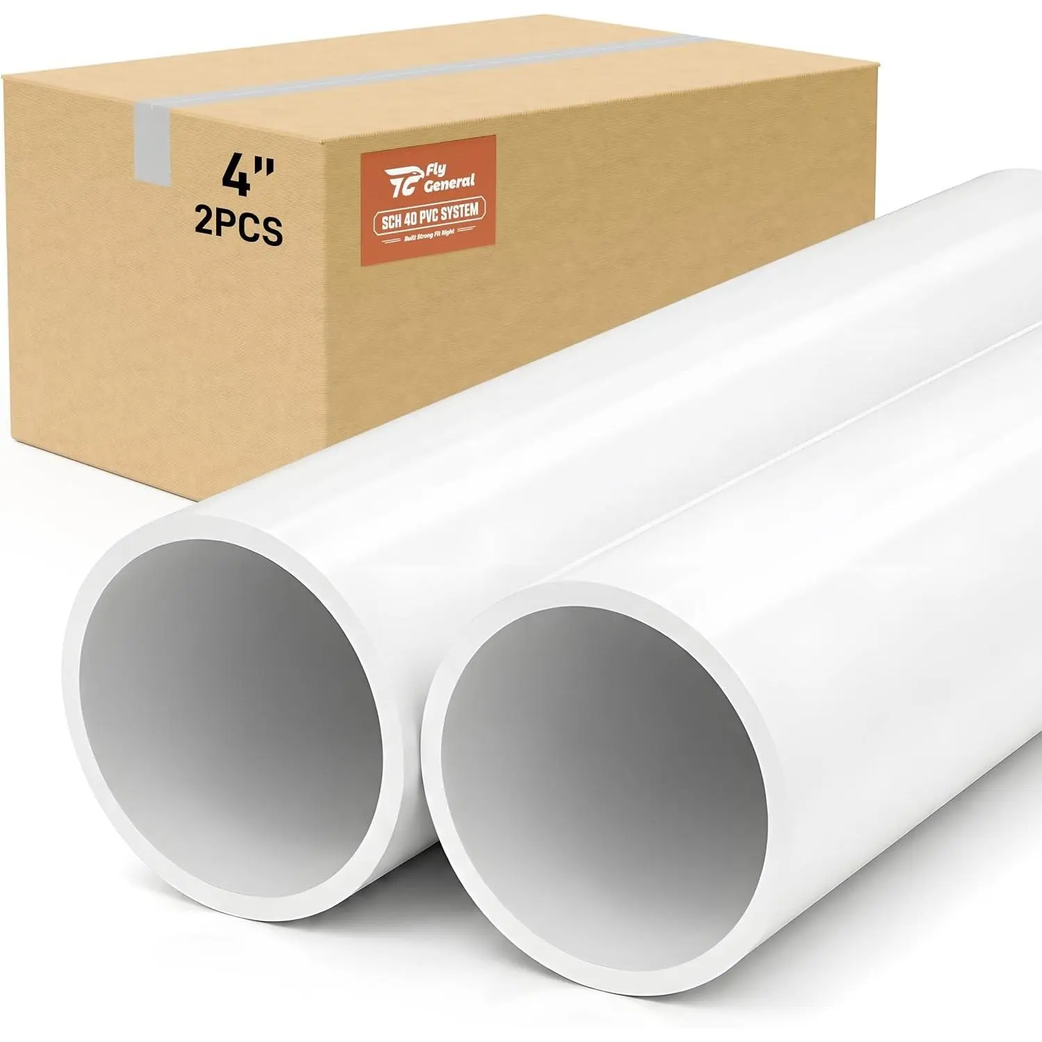 4 Inch PVC Pipe, 17" Long SCH40 Industrial PVC Pipe | 4.50" OD Furniture Grade White PVC Pipe for DIY Projects, Greenhouse, Garden, Workshop and Furniture Frame, 2 Pack