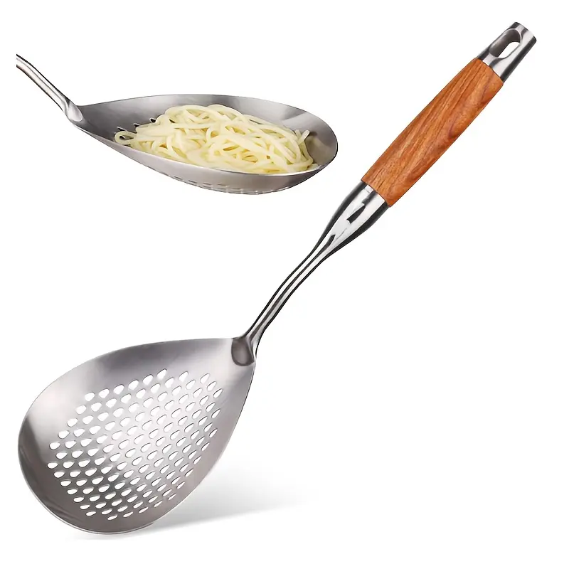 304 Stainless Steel Functional Spider Shape Skimmer Ladle with Fine Mesh Holes - Kitchen Strainer for Fry Pasta