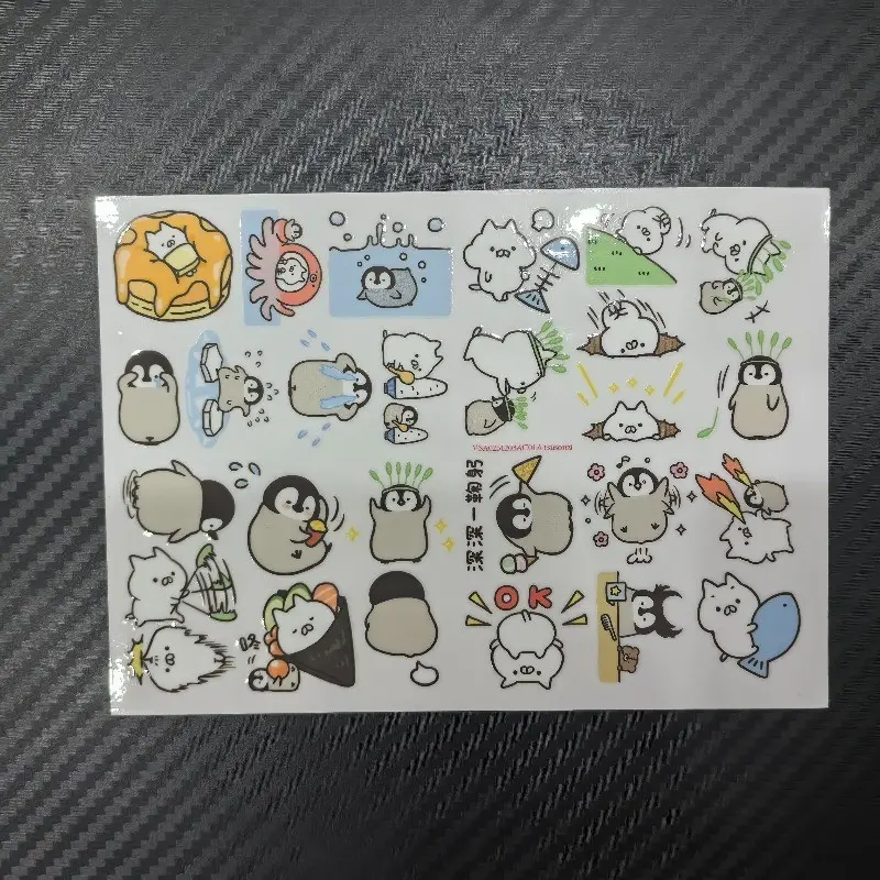 Cute Penguin Emoji Stickers Set, Waterproof DIY Decorations, Perfect for Water Bottles, Laptops, Suitcases, Diaries, Helmets, Skateboards, Cars