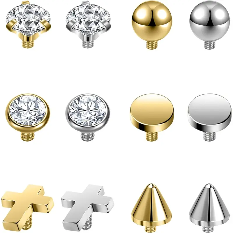 Surgical Steel Dermal Piercing Jewelry Tops for Women Men Cubic Zirconia Micro Dermal Anchor Tops Base Dermal Piercing 3-20Pcs Dermal Piercing Kit Hypoallergenic