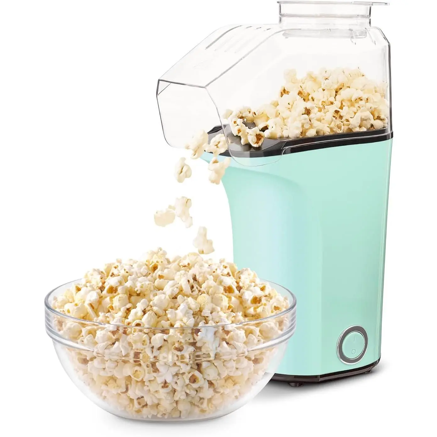 Popcorn Maker, 16-Cup Hot Air Popper, Aqua |   Electric Popcorn Machine, Oil-Free Air Popped Popcorn, Built-In Measuring Cup & Butter Melting Tray, Movie Night Snacks