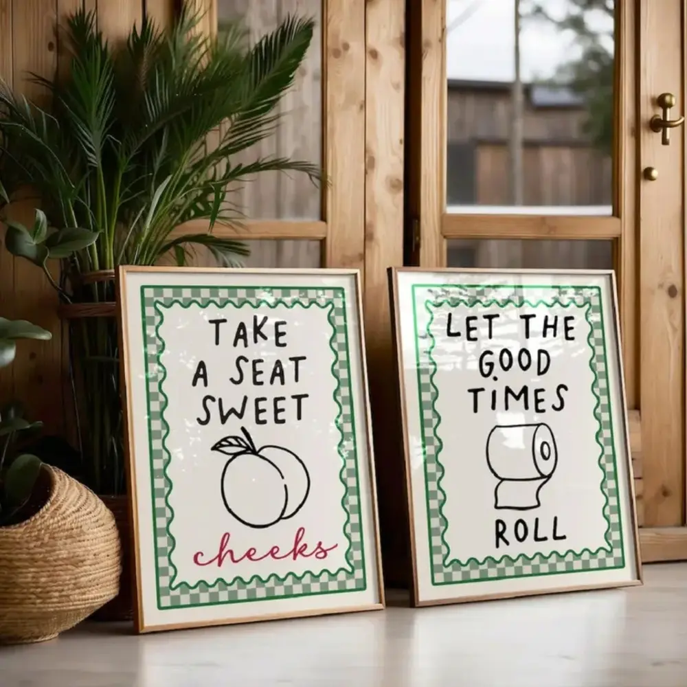 2 Pieces Wash Your Hands Let the Good Times Roll Funny Bathroom Quotes, Artistic Canvas Wall Mural, Humorous Animal Home Art, Witty Gallery Decor, Monochrome Painting, Wall Decor for Restroom and Bathroom, Framed or Unframed