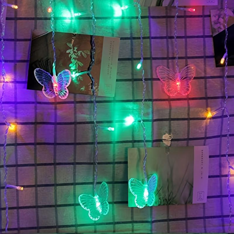 LED String Light, LED Butterfly Curtain Light, 21.3ft/255.9inch 8 Modes USB Charger Window Twinkle String Lights With Remote Control, 96 LEDs Copper Wire Fairy Lights For Room Christmas Wedding Party Decoration graduation leis graduation decorations