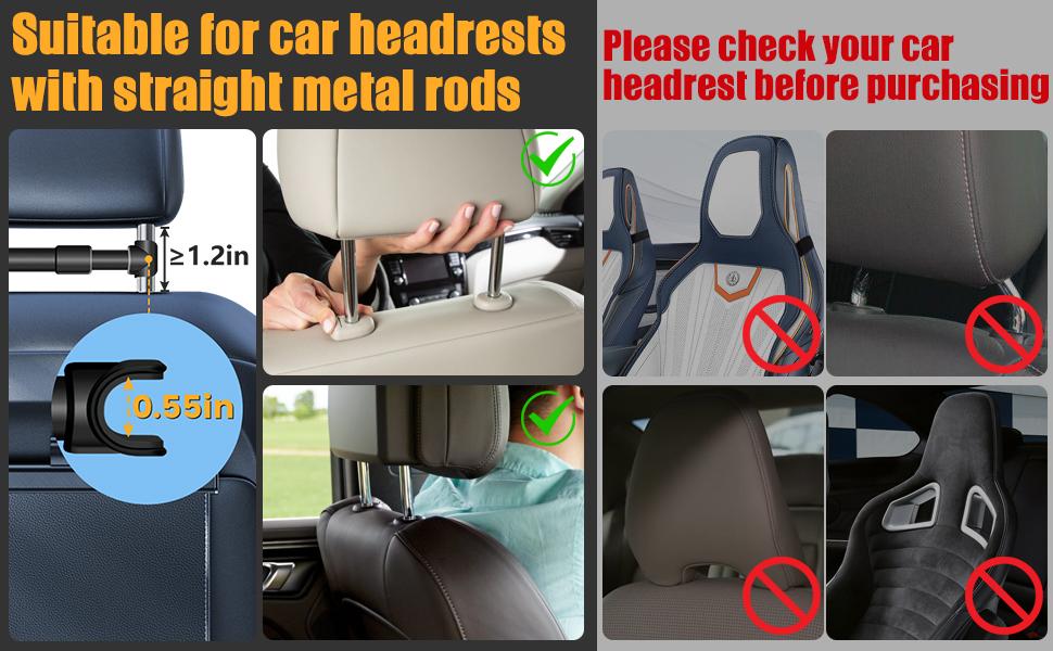 Car Headrest Tablet Holder – Back Seat Mount for Tablets & Phones (5.5–18.4"), 360° Rotation, Adjustable & Stable Car Headrest Tablet Holder – Back Seat Mount for Tablets & Phones (5.5–18.4"), 360° Rotation, Adjustable & Stable