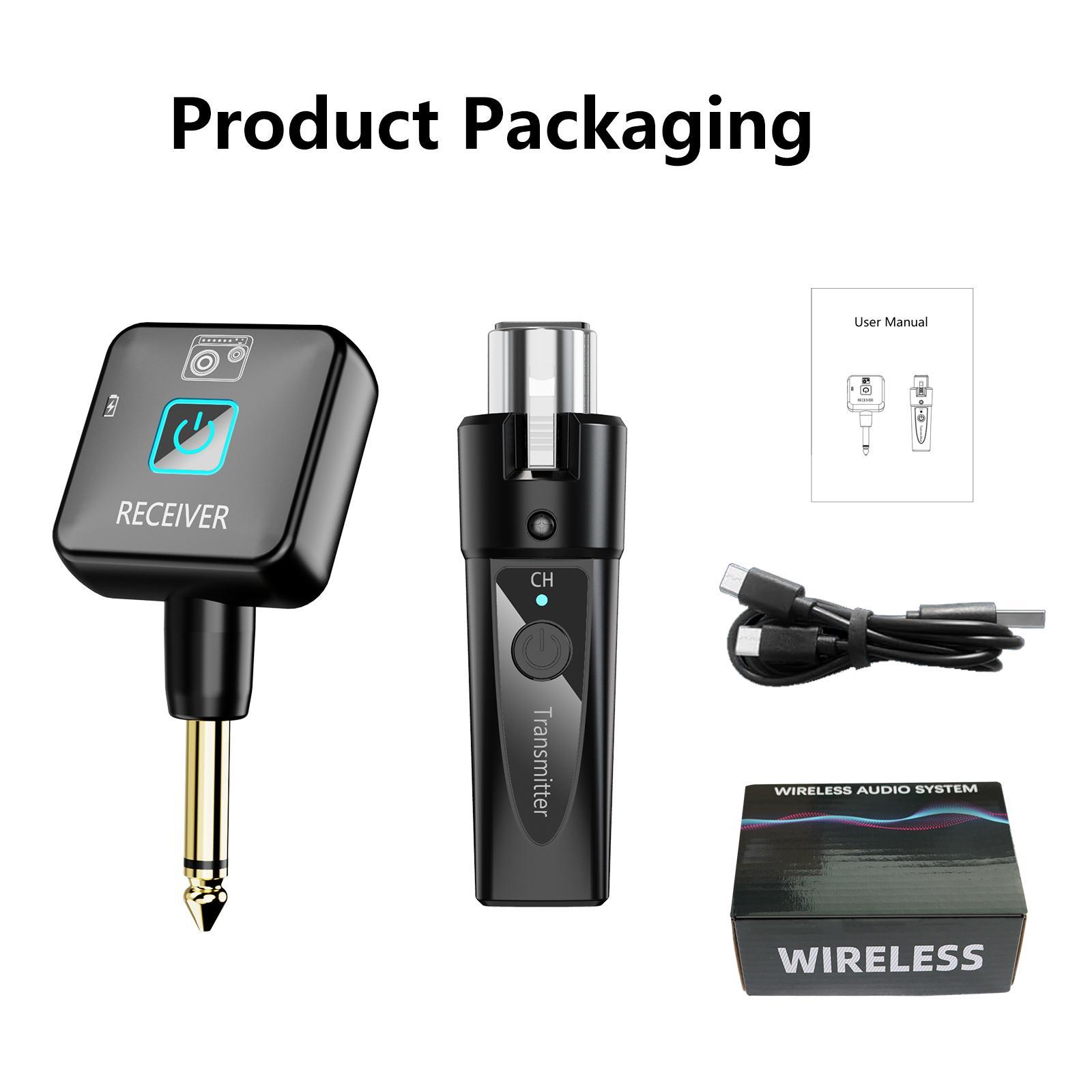 Wireless Microphone Transmitter Receiver 2.4Ghz, XLR Microphone Wireless System, Rechargeable Wireless Mic Adapter for Audio Mixer, Dynamic Mic