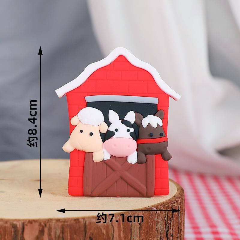 Farm Animal Cake Topper Cow ,Pig, Mountain Cattle, Chick Cake Decorations for Baby Shower Kids Happy 1st Birthday Party Supplies