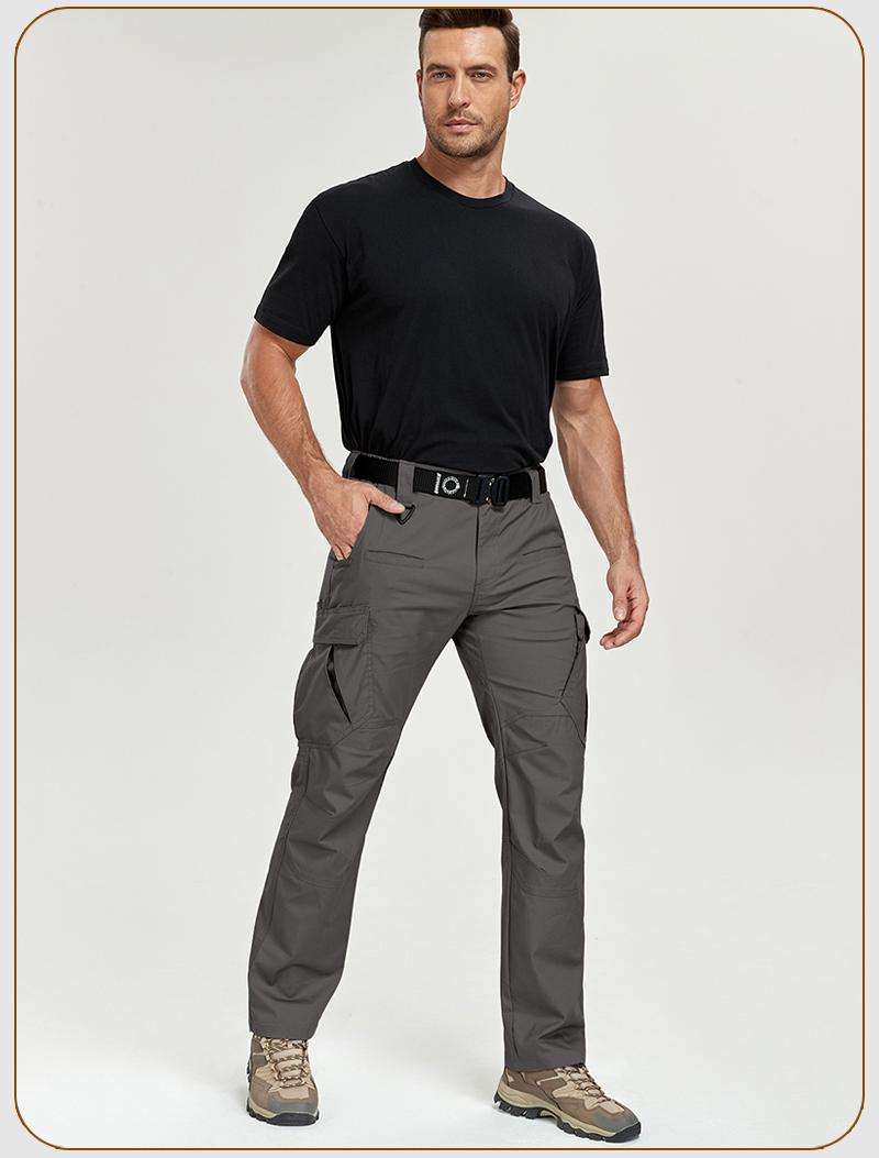 CARWORNIC Men's Stretch Ripstop Tactical Pants 12 Pockets Water-Resistant Flex EDC Utility Work Cargo Pants Lightweight Outdoor Hiking Pants