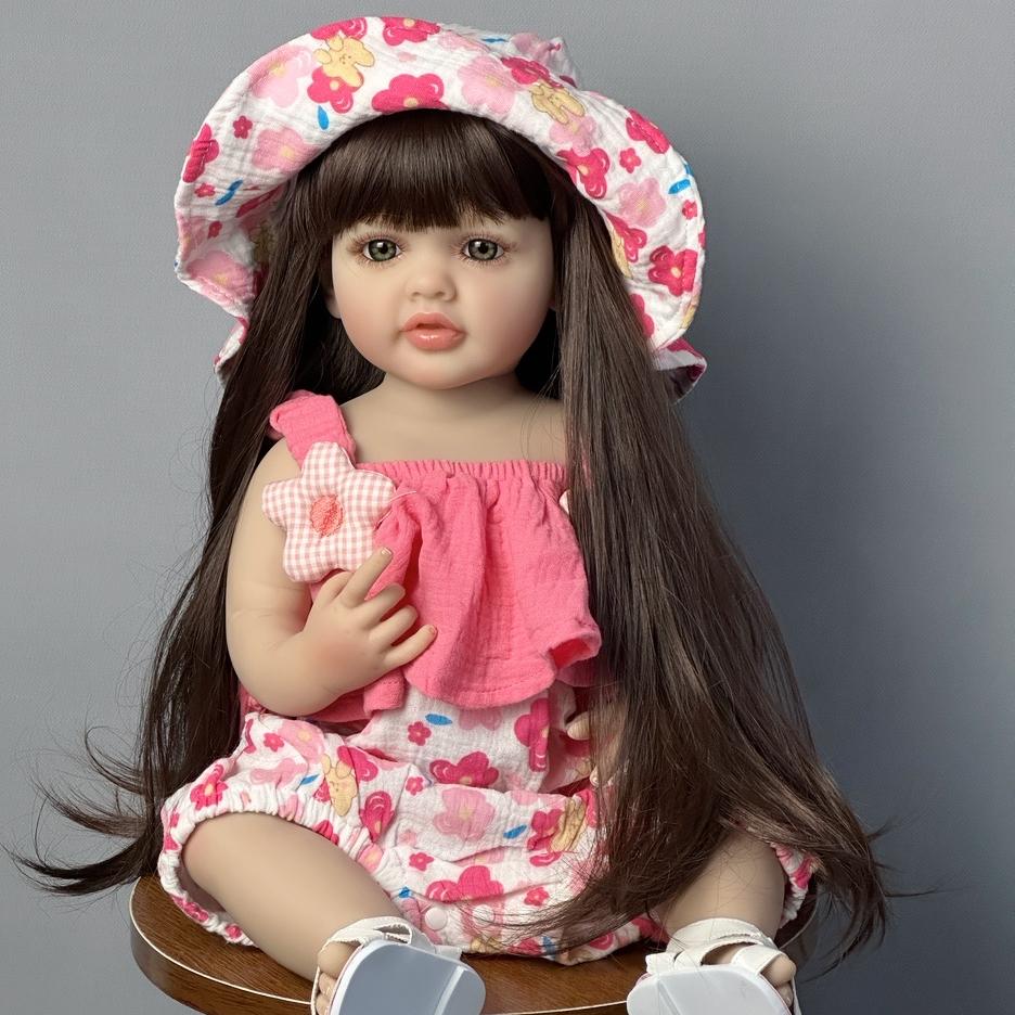 22 Inch Reborn Baby Doll, Lifelike Full Soft Vinyl Reborn Baby with Pacifier, Bottle, Diaper, Hat and Clothes Set, Birthday Gift, Kids Toys, Cute Clothes Dolls 22 Inch Reborn Baby Doll, Lifelike Full Soft Vinyl Reborn Baby with Pacifier, Bottle, Diaper, Hat and Clothes Set, Birthday Gift, Kids Toys, Cute Clothes Dolls