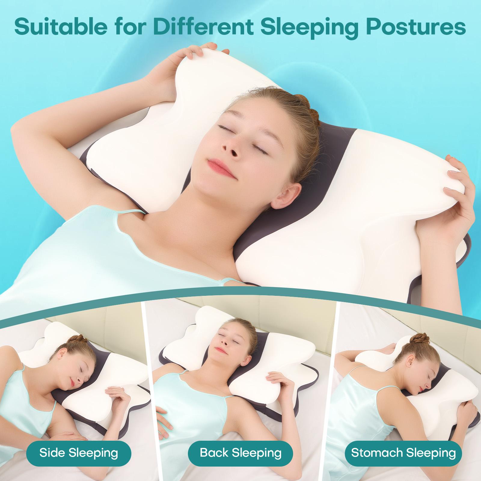 Double-Sided Zoned Contour Neck Pillow - Dual-Height Supportive Memory Foam - Cool-Breathable Pillowcase, Enlarged Armrest Section - Center Groove Design, Ultra-Soft for Side, Stomach & Back Sleepers #TOP PICKS