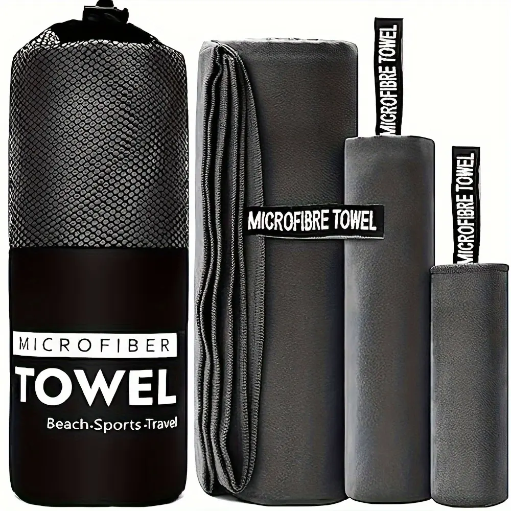 Quick-Dry Towel - 3 No. Lightweight Microfiber Travel Towel Set with Bag, 30x30cm, 40x60cm, 60x122cm - Quick Dry Towel Camping, Beach, Gym, Backpacking, Golf, Towel, Golf Towel