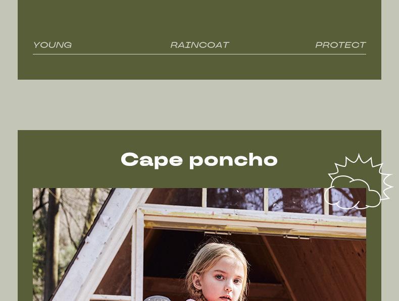 Cute Thicken Kids Cartoon Raincoat Ponchos Toddler Rain Jacket Children Rainwear with Large Brim Windproof Students Rain Suit