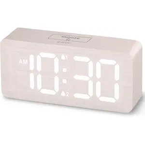 Wooden Digital  Clocks for Bedrooms: Dimmable   Clock with Large Numbers for Bedside Desk - Loud  for Heavy Sleepers with Volume Control -  Decor & Gifts