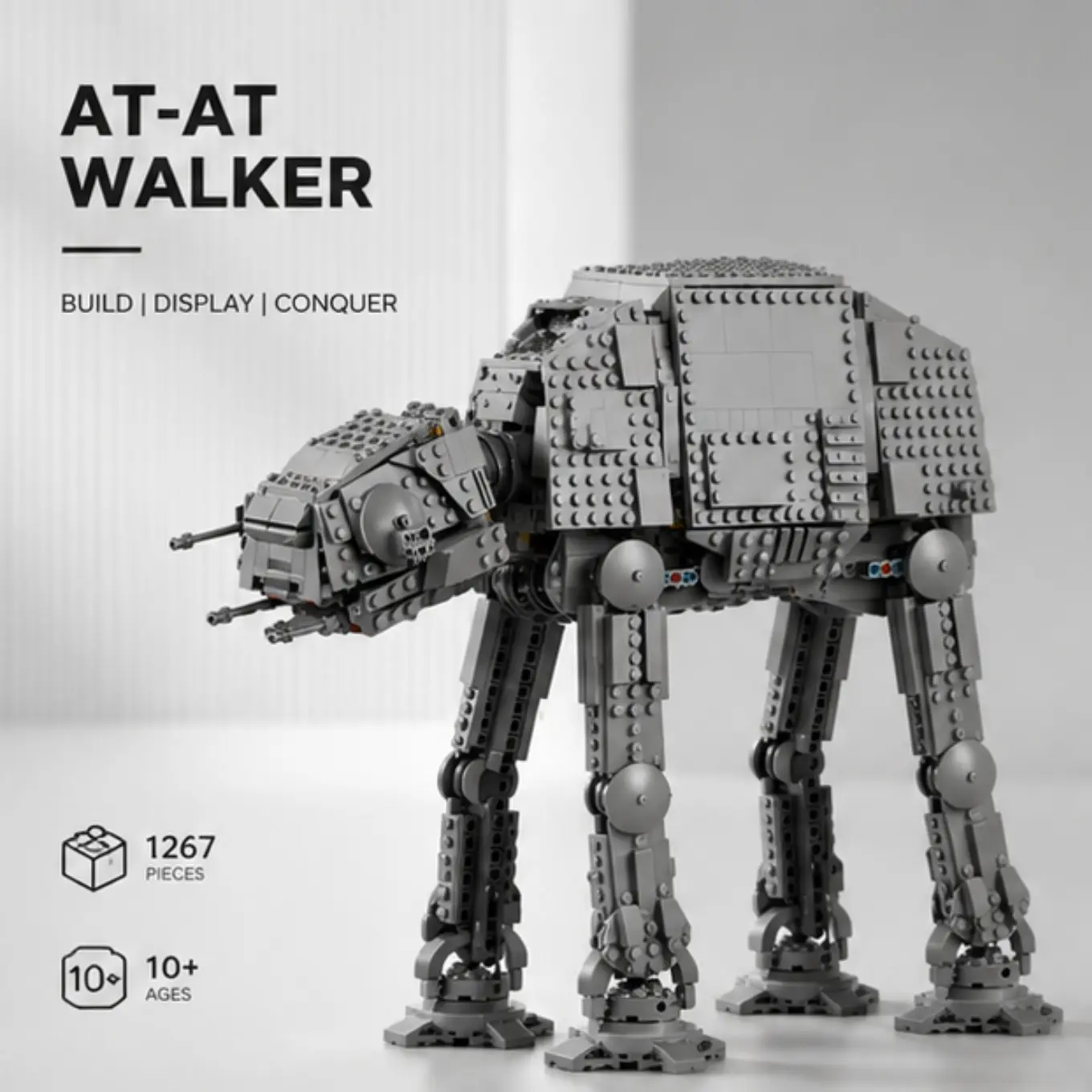 Large AT-AT Walker Building Set 1267PCS, Detailed Sci-Fi Vehicle Model Kit with Moving Legs & Opening Interior, Adult Collector Display Toy Gift