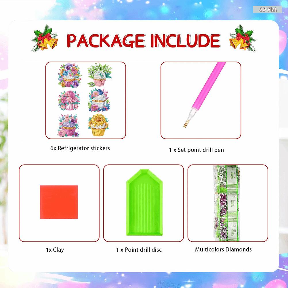 2D FLAT6pcs 2D/flat DIY Animals Design Diamond Art Fridge Magnet Kit DIY Art Fridge Magnet Refrigerator Sticker Refrigerator Diamond Art Magnets CrystaDiamonds Painting Kits Includes All the Materials, Offering a Relaxing and Enjoyable Crafting Experience