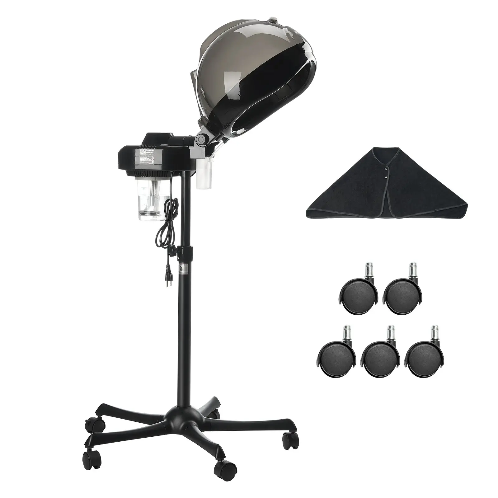 【Summerfinds】VEVOR Professional Hair Steamer for Deep Conditioning, 11.81-inch Hooded Ionic Hair Steamer with 2 Modes, Height-Adjustable Standing Hair Steamer with Timer, 5 Wheels (2 Lockable) for Salon Home Spa