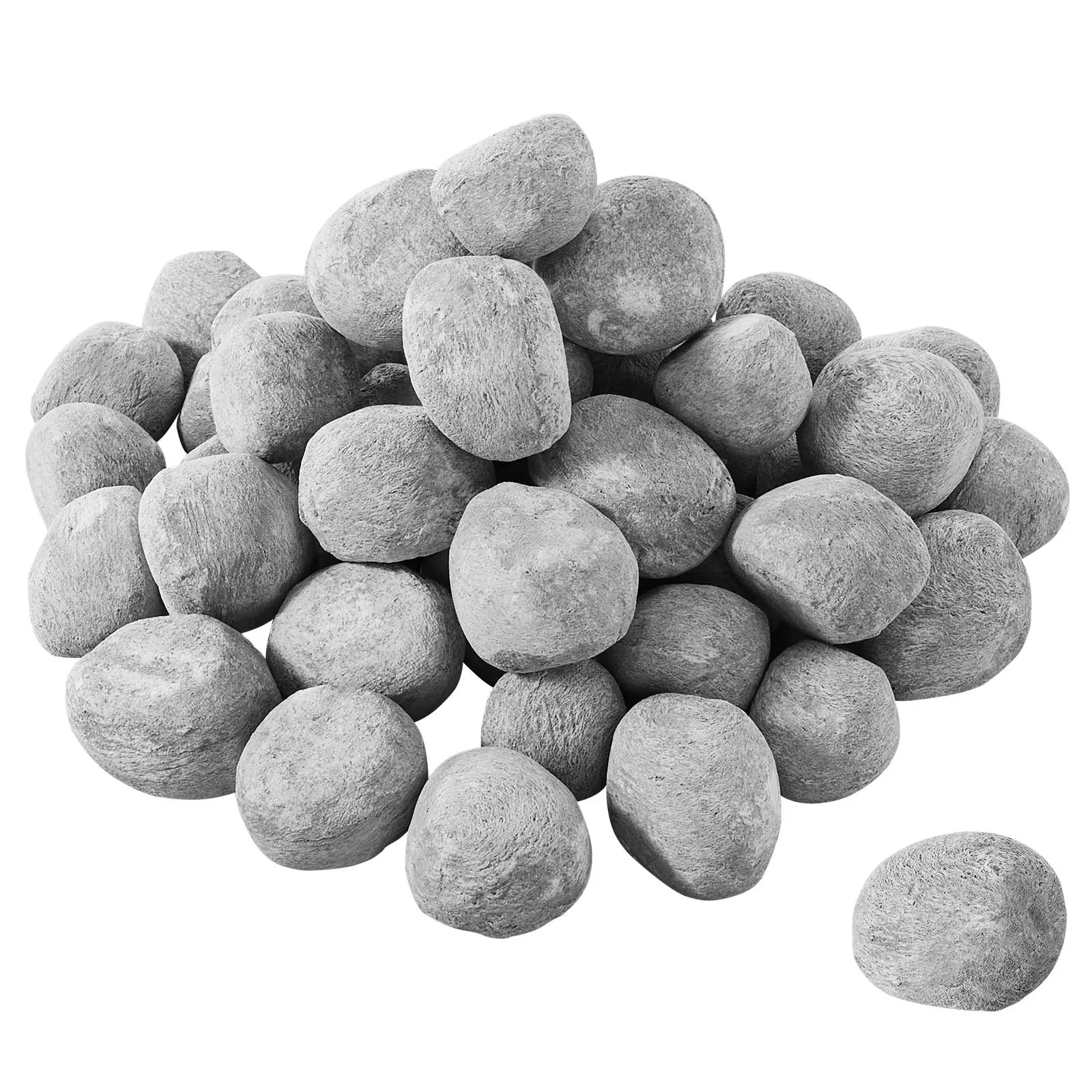 VEVOR Heat-Resistant Ceramic Fire Pebbles & Balls - 1-2 in, 48 Pcs Round Multiple Shapes Coal Imitation Lava Rocks, Reusable for Fireplace, Propane/Gas Fire Pit