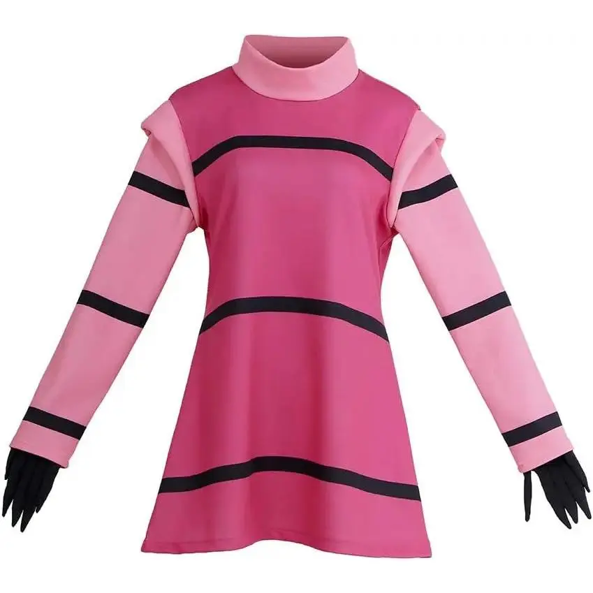 Women's Invader Zim Cartoon Character Cosplay Costume - Pink Elastane Dress with Accessories & Gloves, Women's Clothes, for Cosplay Conventions, Halloween, Stretch Elastane, One-Piece