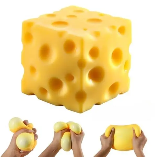 Giant Cheese Play Dough, Soft Large Block Slow Rise, Adult Teenage Squeeze Cube Sensory Stress Ball, Realistic Food Fidget Desk Decor Party Favorite, Stress Relief Tools, Slow Rising Stress Ball