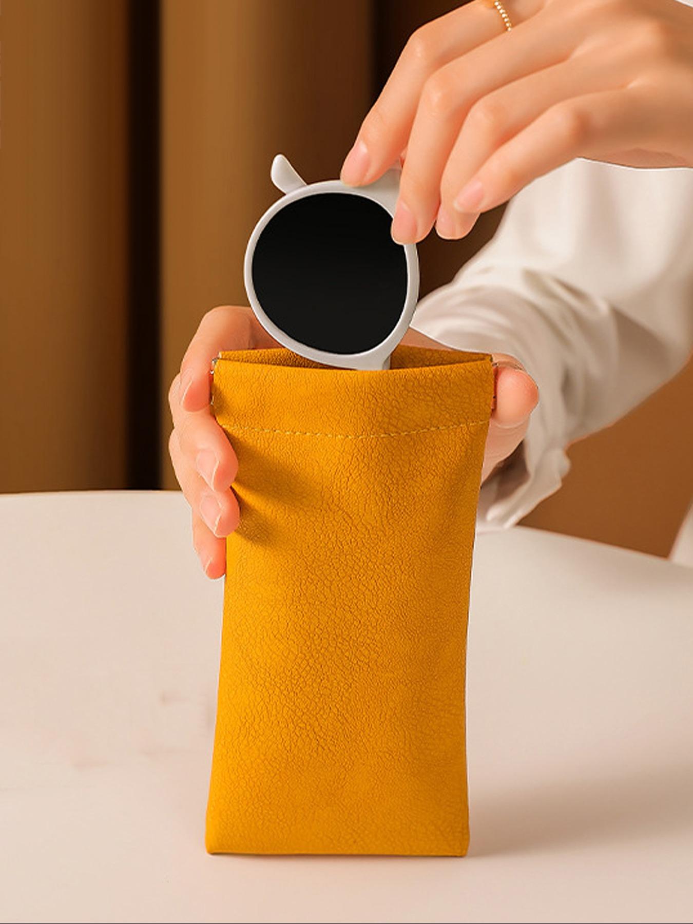 Solid Color Soft PU Sunglasses Case, Portable PU Leather Glasses Case, Anti-scratch Storage Bag, Eyewear Accessories for Women & Men, Portable Sunglasses Organizer & Glasses Holder