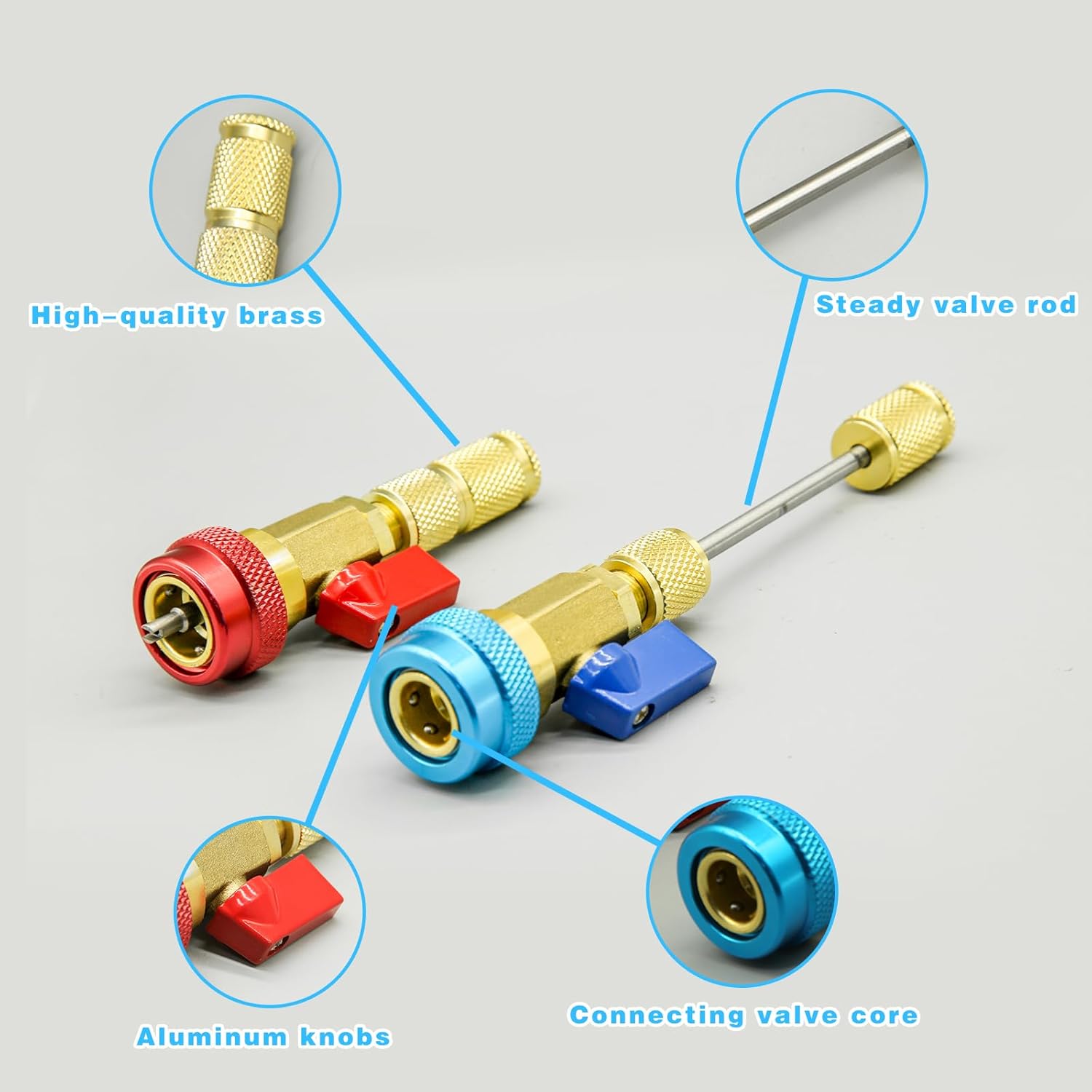 STANDARD GOODS R134A Valve Core Quick Remover Installer, High Low Pressure Valve Core Remover Tools Kit for R13A Refrigerant Air Conditioner System