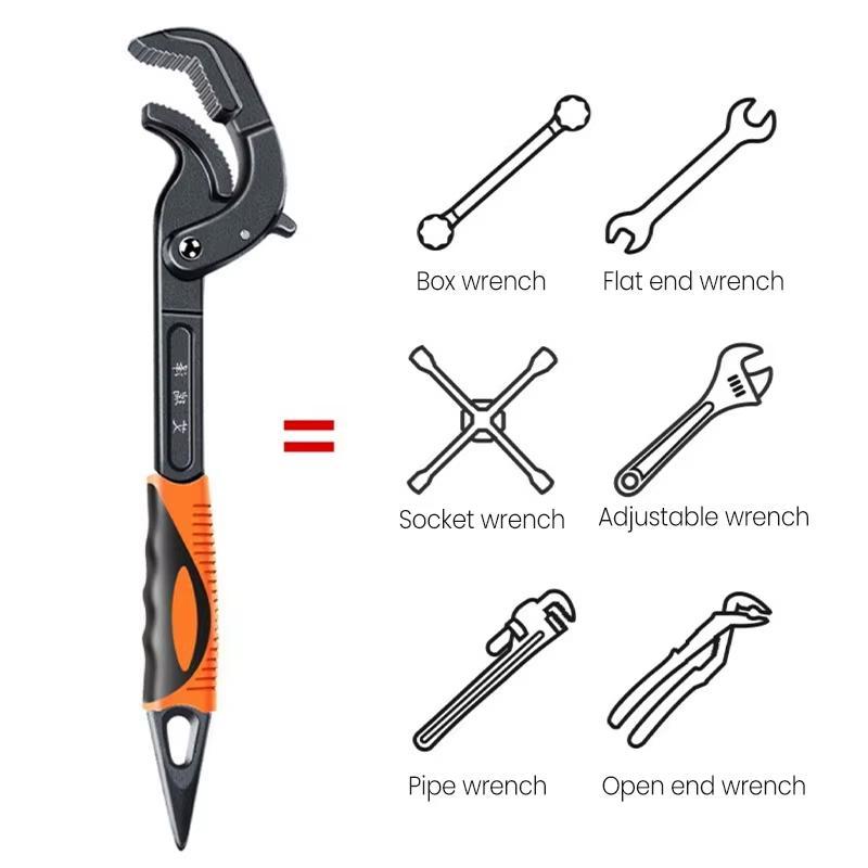 Multipurpose Pipe Wrench, 1 Count Universal Wrench, Multi-functional Open Wrench, Adjustable Ratchet Wrench, Manual Maintenance Tool